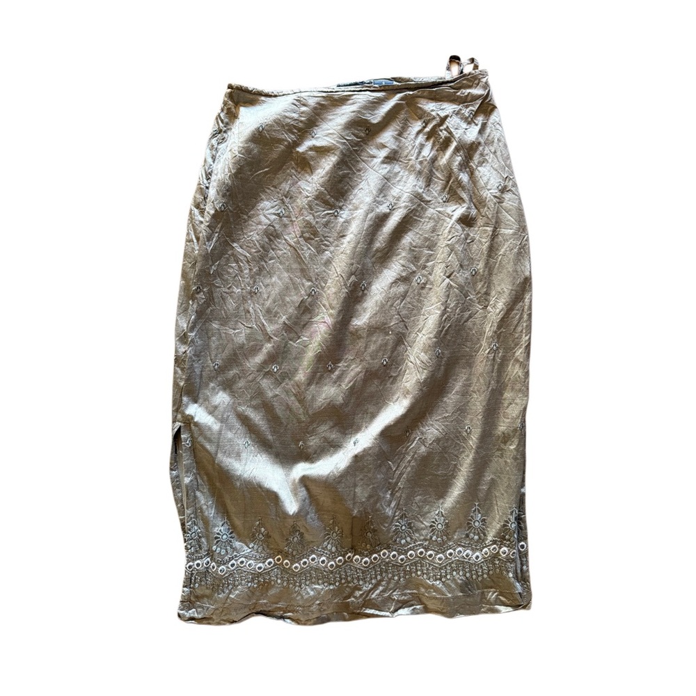 Elegant Silk Gray Midi Skirt